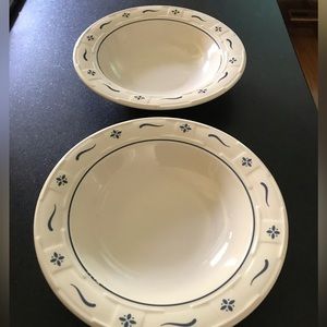 Longaberger Woven Traditions - Two Rimmed Soup Bowl Blue. 8 1/2”.